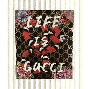 Boston Warehouse Trading Red Snake Floral Life Is Gucci Graphic Wall Art Canvas